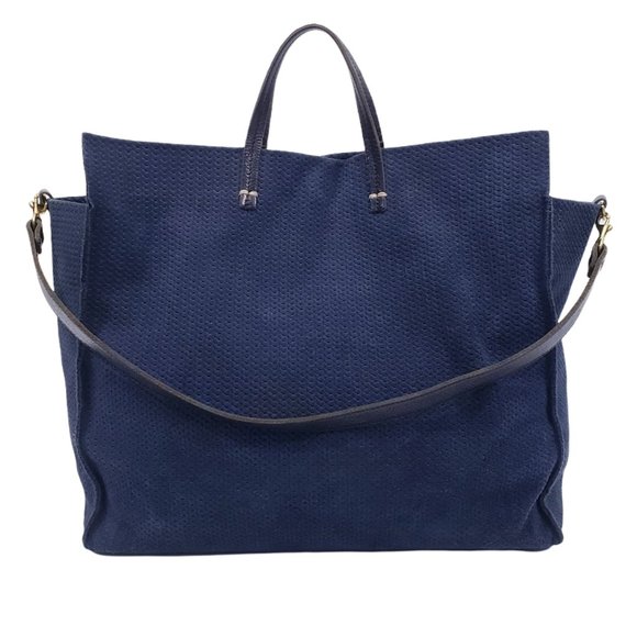 Clare V Handbags - CLARE V SIMPLE TOTE IN TEXTURED MARINE BLUE SUEDE